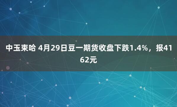 中玉束哈 4月29日豆一期货收盘下跌1.4%，报4162元