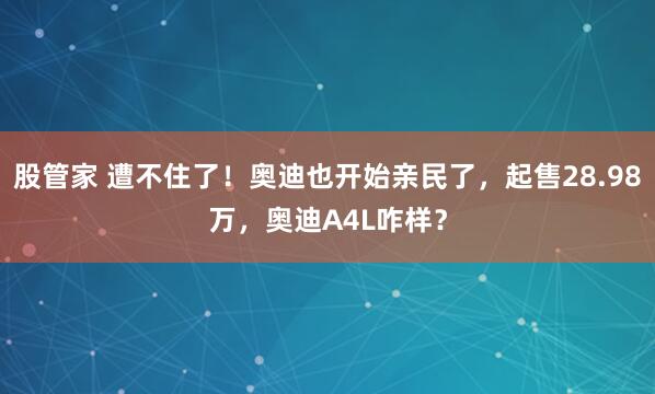 股管家 遭不住了！奥迪也开始亲民了，起售28.98万，奥迪A4L咋样？