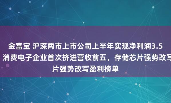 金富宝 沪深两市上市公司上半年实现净利润3.56万亿元！消费电子企业首次挤进营收前五，存储芯片强势改写盈利榜单